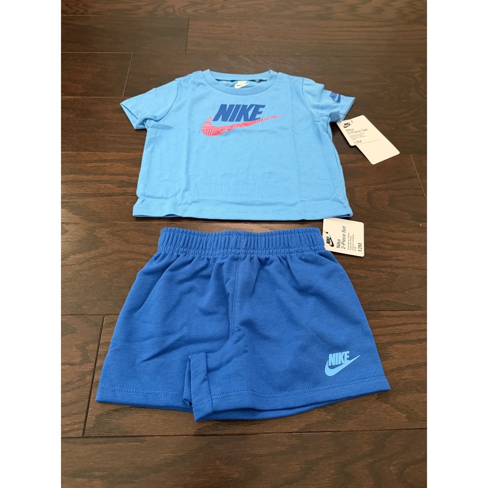 Nike Baby Boys 2 Piece Set Blue T-Shirt and Shorts 12M 66N736-U89